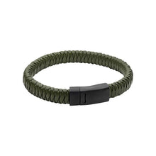Load image into Gallery viewer, Fred Bennett Khaki Braided Leather Bracelet
