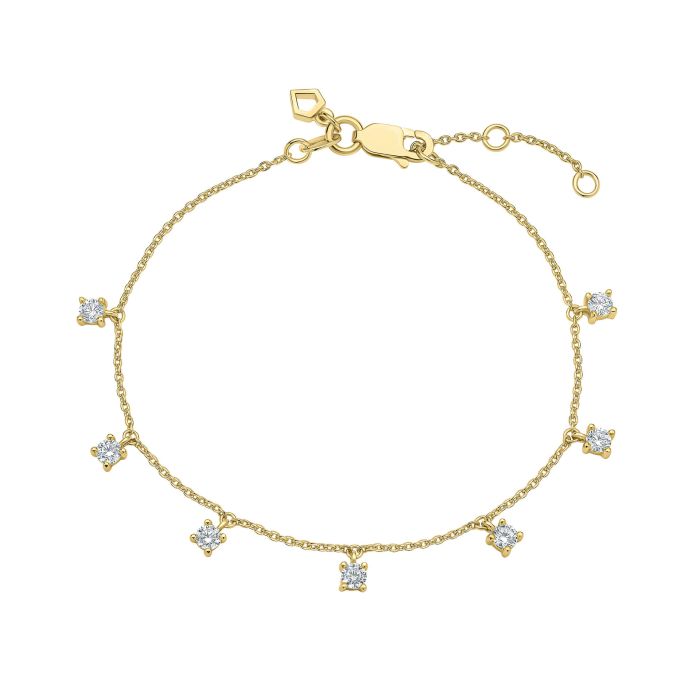 Diamonfire Cubic Zirconia Charm Bracelet - Gold Plate