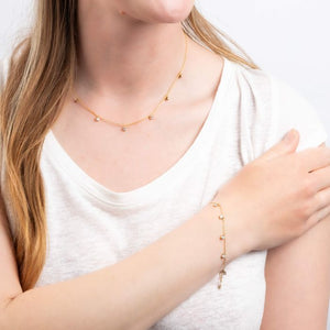 Diamonfire Cubic Zirconia Charm Bracelet - Gold Plate