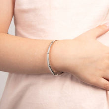 Load image into Gallery viewer, Silver D for Diamond Flower Hinged Bangle
