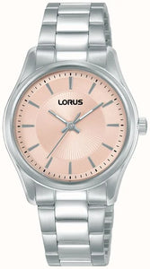 Lorus Ladies Stainless Steel Watch With Soft Pink Dial