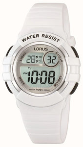 Lorus Ladies White  Digital Watch With Rubber Strap