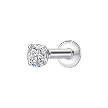 Load image into Gallery viewer, Silver CZ Round  Labret Stud

