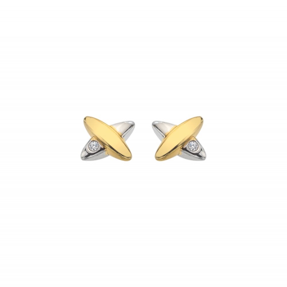 Hot Diamonds Coupled Two Tone Kiss Earrings