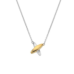 Hot Diamonds Coupled Two Tone Kiss Necklace