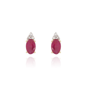 9ct Yellow Gold Diamond and Ruby Stud Earrings