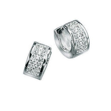 Load image into Gallery viewer, Silver and Cubic Zirconia Huggie Hoops
