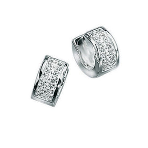 Silver and Cubic Zirconia Huggie Hoops