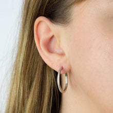 Load image into Gallery viewer, Silver Cubic Zirconia Hoop Earrings
