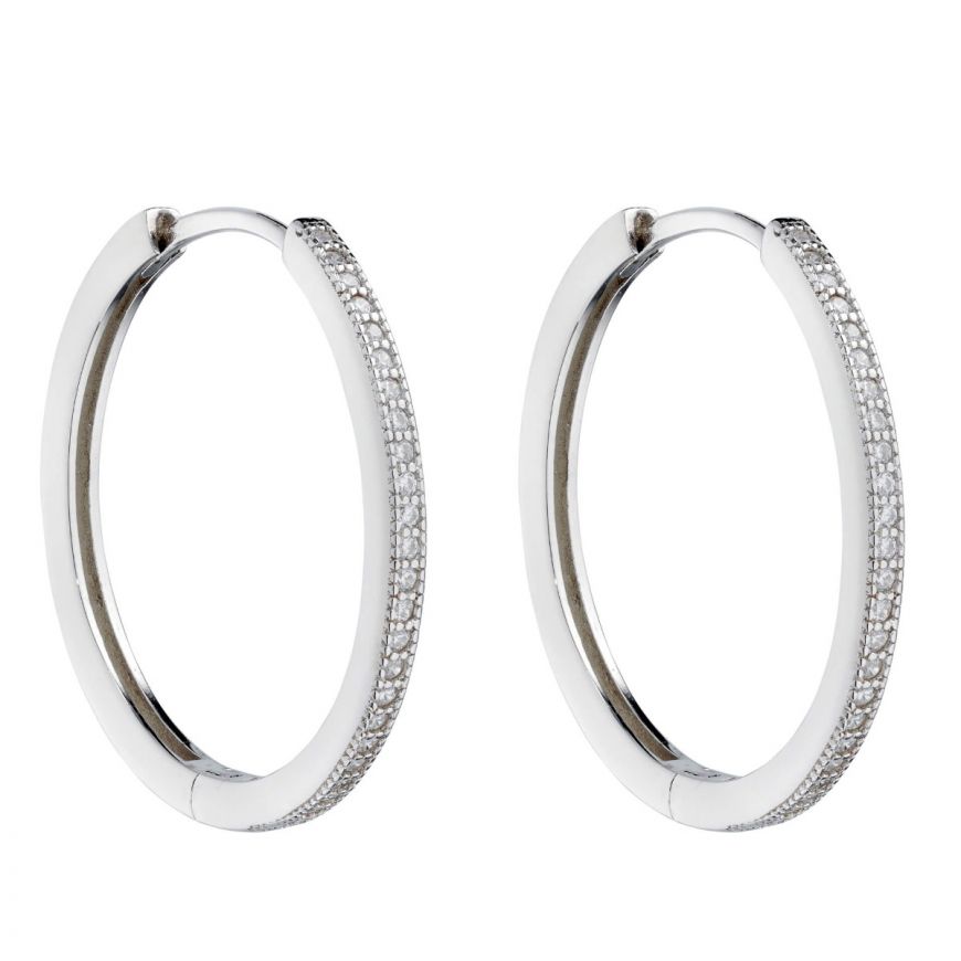 Silver Cubic Zirconia Hoop Earrings
