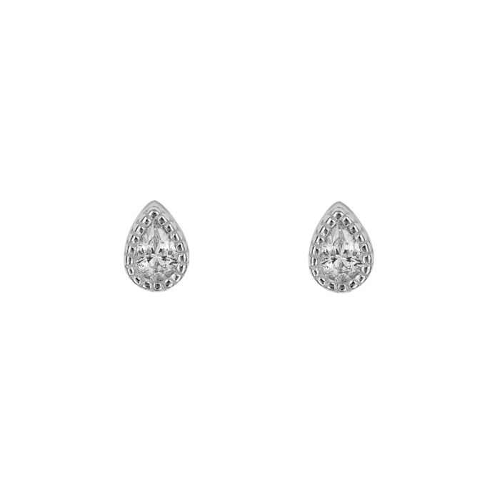 Silver Cubic Zirconia Mini Teardrop Earrings