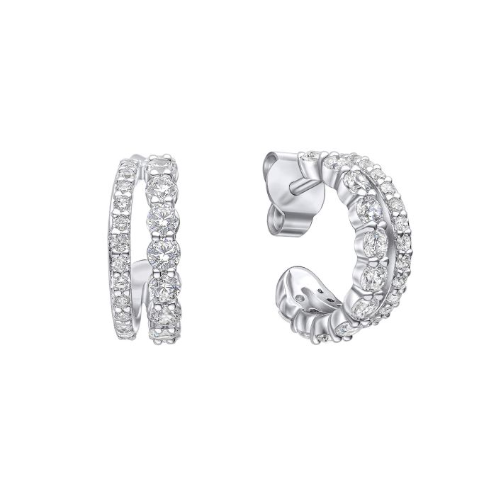 Diamonfire Cubic Zirconia Double Hoop