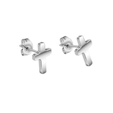 Load image into Gallery viewer, Steel Cross Stud Earrings

