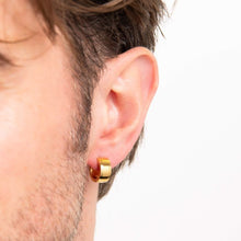 Load image into Gallery viewer, Steel Gold Plate Polished Huggie Hoop Earrings
