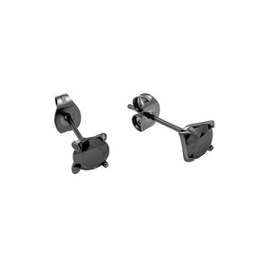 Black Steel Studs with Black Cubic Zirconia