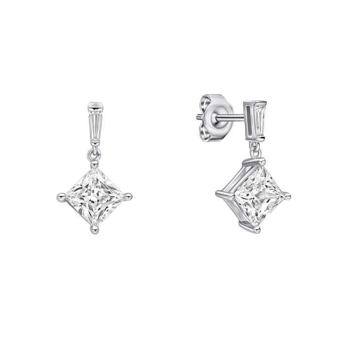 Diamonfire Cubic Zirconia Princess Cut Drop Earrings