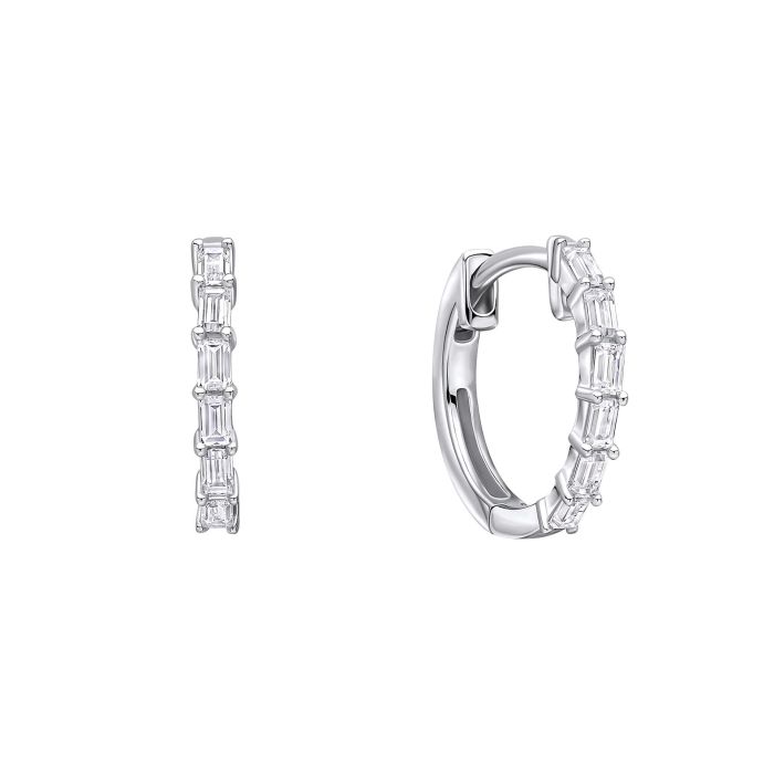 Diamonfire Baguette Cubic Zirconia Huggie Hoops