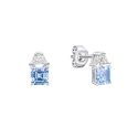 DIAMONFIRE SQUARE CUT AQUAMARINE BLUE ZIRCONIA EARRINGS