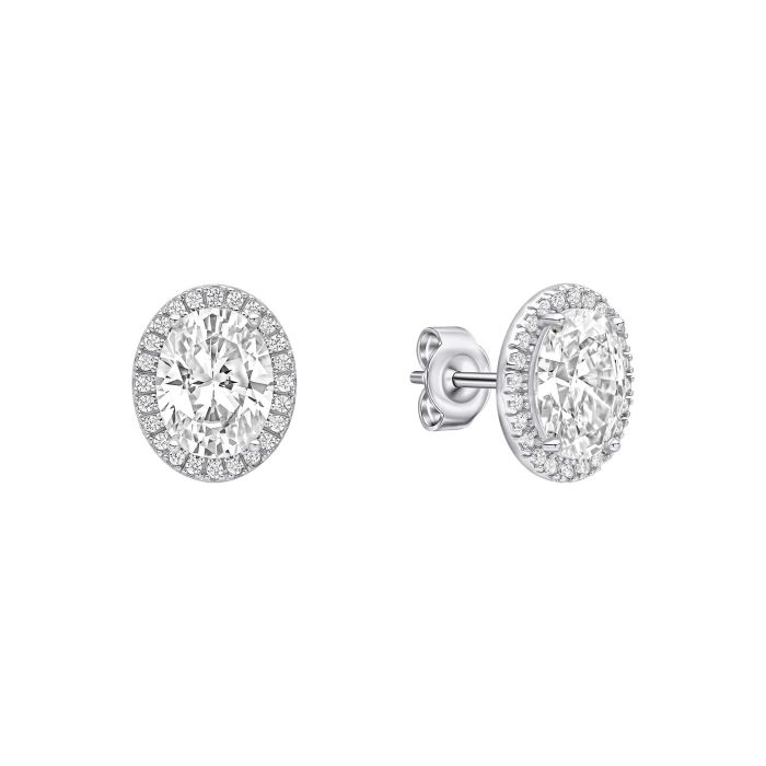 Diamonfire cubic Zirconia Oval Halo Stud Earrings