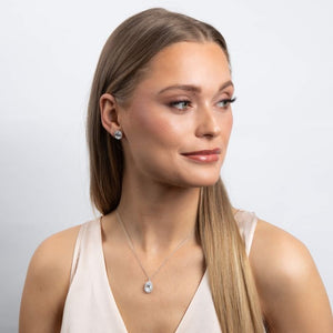 Diamonfire cubic Zirconia Oval Halo Stud Earrings