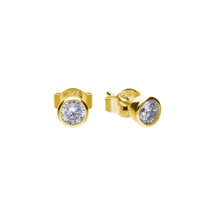 Diamonfire Cubic Zirconia Gold Plated Rub Over Studs