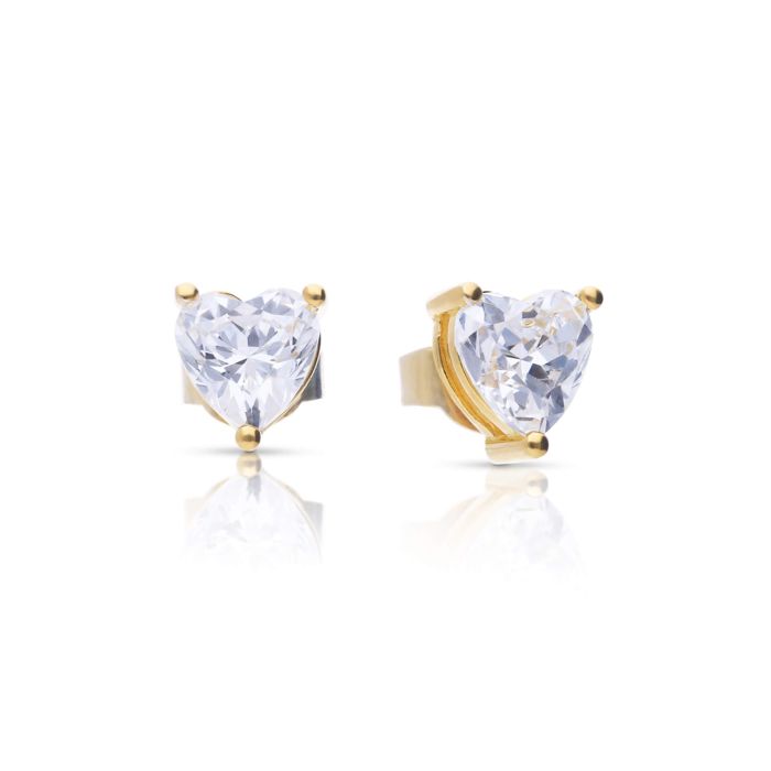 Diamonfire Cubic Zirconia Heart Stud earrings Gold Plate
