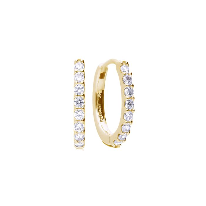 Diamonfire Cubic Zirconia Huggie Hoops Gold Plate