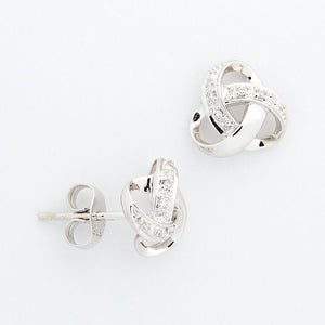 9ct White Gold Diamond Knot Studs