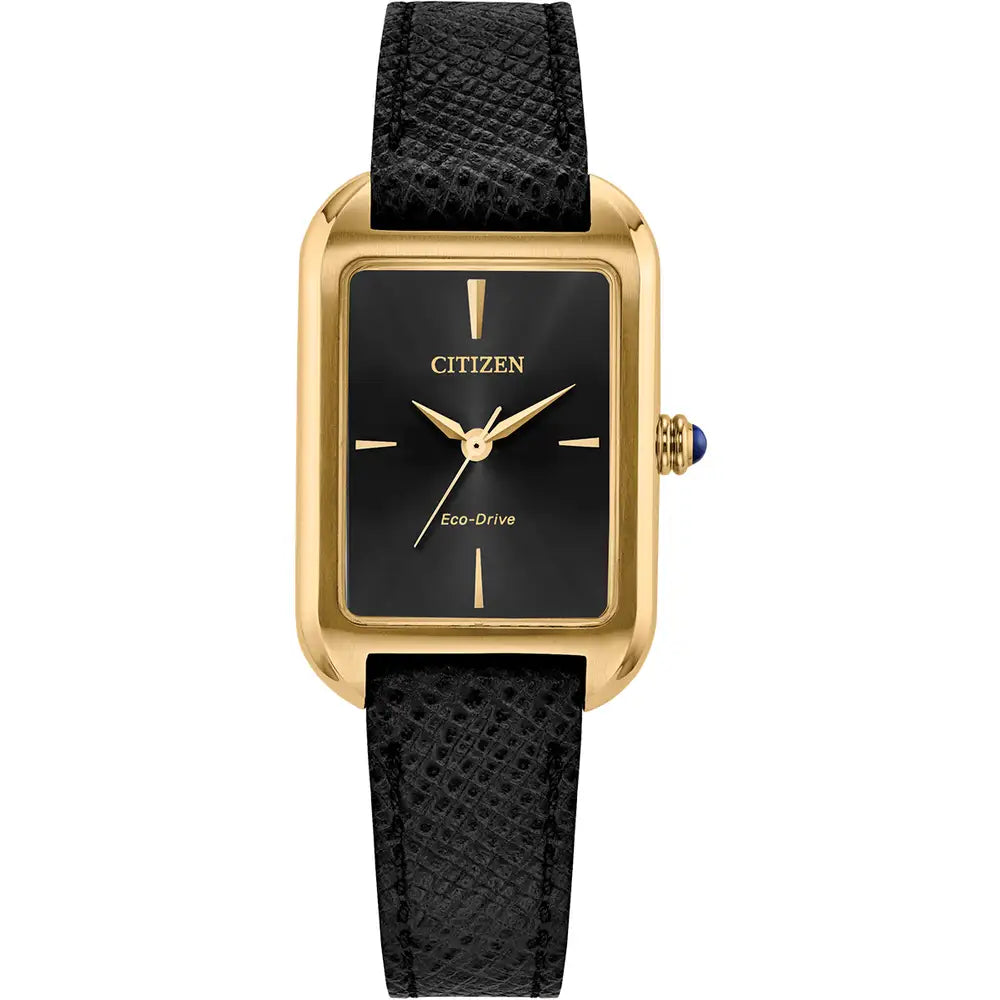 Ladies Citizen Eco Drive Watch With Black Strap
