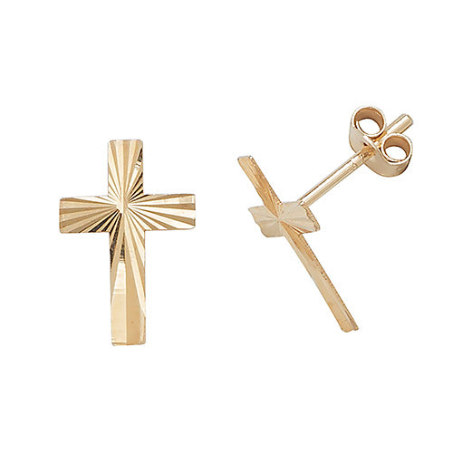 9ct Yellow Gold Cross Studs