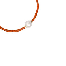 Load image into Gallery viewer, Jersey Pearl Tassel Bracelet - Coral
