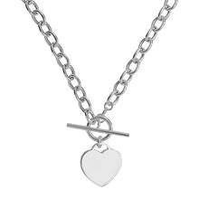 Load image into Gallery viewer, Silver T-Bar and Heart Necklace
