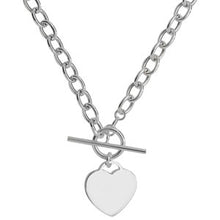 Load image into Gallery viewer, Silver T-Bar and Heart Necklace
