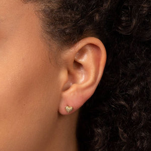 9ct Gold Diamond Heart Stud Earrings