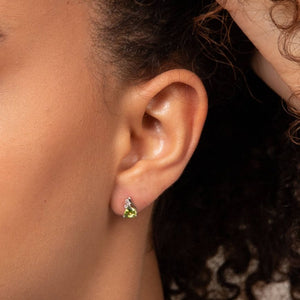 9ct White Gold Peridot and White Topaz Earrings