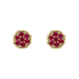 9ct Gold Ruby Flower Stud Earrings