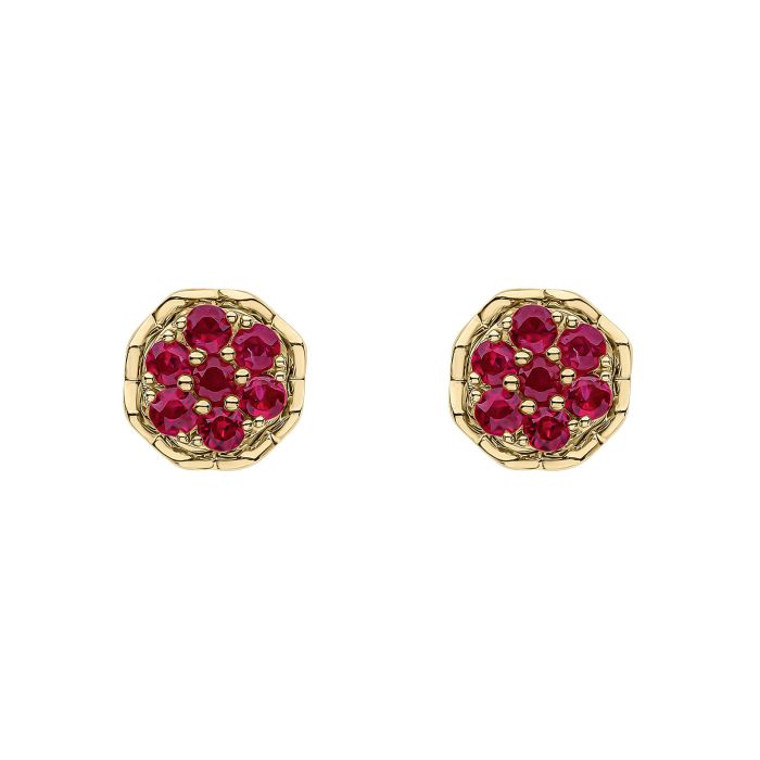 9ct Gold Ruby Flower Stud Earrings
