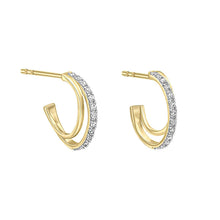 Load image into Gallery viewer, 9ct Gold Diamond Double Half Earrings
