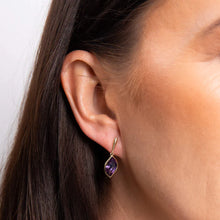Load image into Gallery viewer, 9ct Gold Flame Cut Amethyst Drop Earrings

