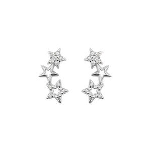 Silver Triple Star Studs
