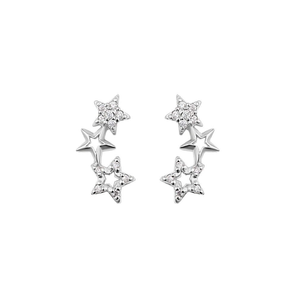 Silver Triple Star Studs