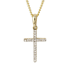 9ct Gold Diamond Cross Necklace.