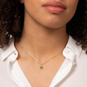 9ct White Gold Peridot and White Topaz Necklace