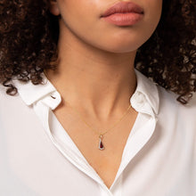 Load image into Gallery viewer, 9ct Gold Trapeze Cut Garnet And Diamond Pendant with Chain
