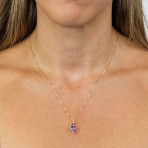 9ct Gold Amethyst and Diamond Kite Necklace
