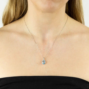 9ct White Gold Topaz Organic Shaped Pendant