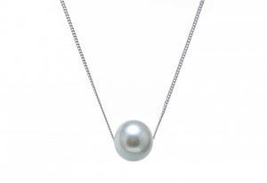 9ct White Gold Freshwater Pearl Slider Necklace