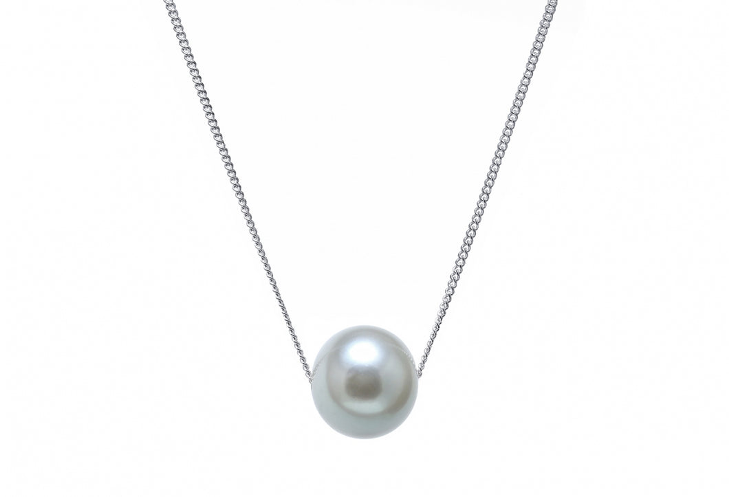 9ct White Gold Freshwater Pearl Slider Necklace