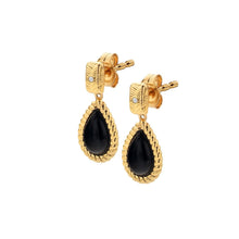 Load image into Gallery viewer, Hot Diamonds Gold Edit Oval Black Onyx Drop Earrings
