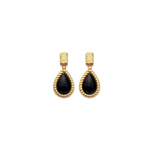 Hot Diamonds Gold Edit Oval Black Onyx Drop Earrings